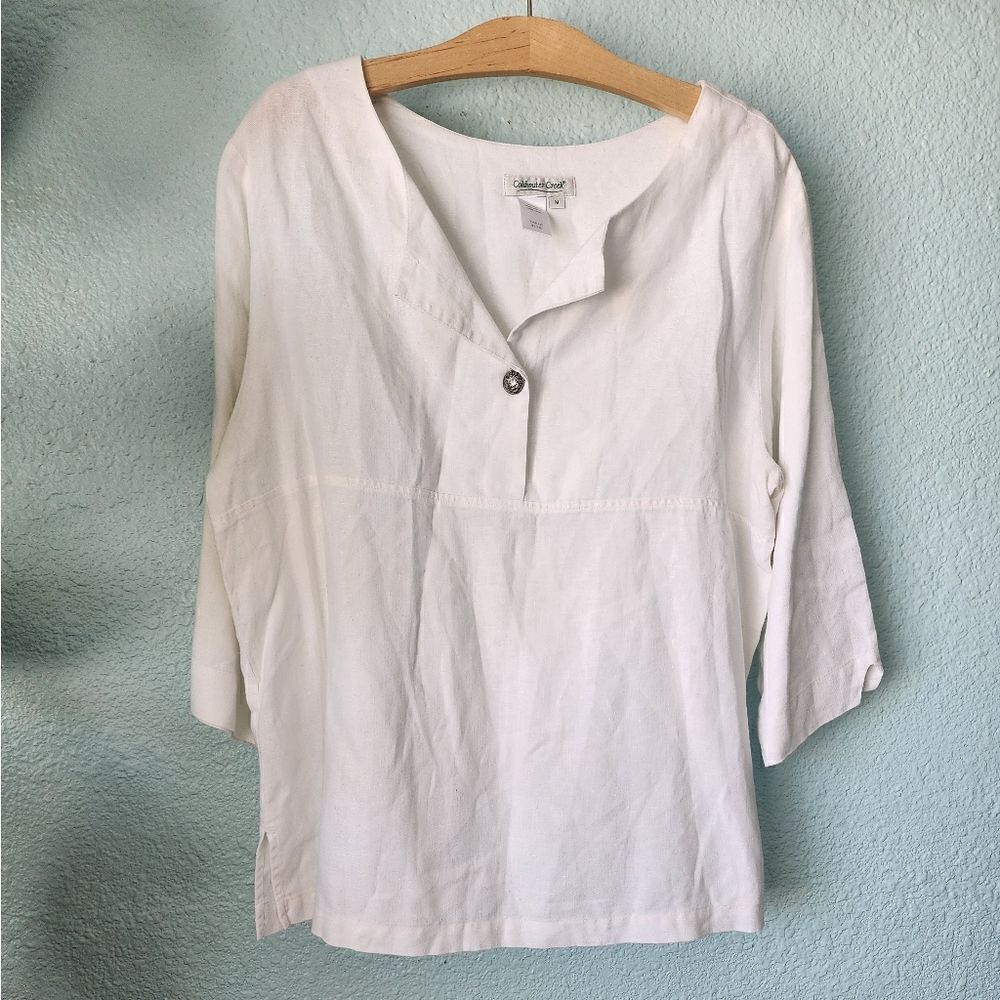 Coldwater creek linen boxi tunic blouse - Picture 2 of 15
